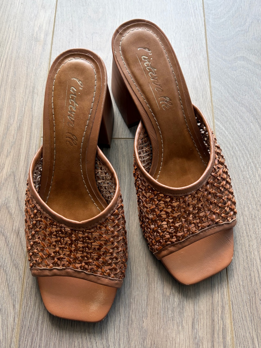 🤎✨ L'Intervalle Brown Woven Slide Mule Heels - Women's Size 9 ✨🤎